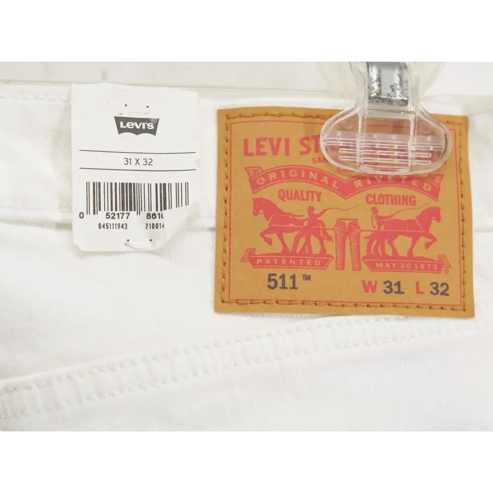 Levi’s 511 NWT Slim Fit Jeans Mens 31x32 White Denim Levi's Flex Stretch Casual